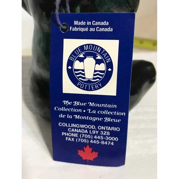 Blue Mountain Pottery Bear Figure Seated Green Drip Glaze Canada 5" Original Tag - Picture 9 of 12